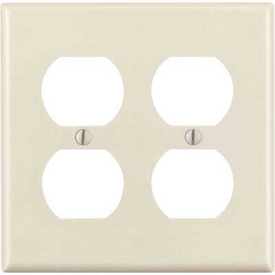 Leviton 2-Gang Smooth Plastic Outlet Wall Plate, Light Almond